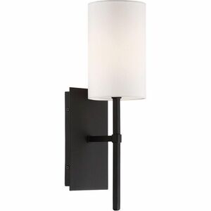 Brand New Crystorama Modern Black Wall Sconce Light with Fabric Shade Pack of 2